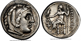 MACEDONIAN KINGDOM. Alexander III the Great (336-323 BC). AR tetradrachm (28mm, 17.13 gm, 3h). NGC Choice VF 5/5 - 3/5, brushed, edge cut. Posthumous ...