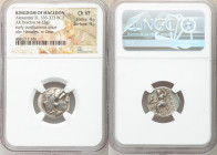 MACEDONIAN KINGDOM. Alexander III the Great (336-323 BC). AR drachm (17mm, 4.23 gm, 11h). NGC Choice VF 4/5 - 4/5. Posthumous issue of Colophon, ca. 3...