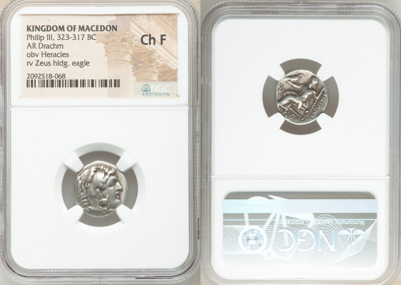 MACEDONIAN KINGDOM. Philip III Arrhidaeus (323-317 BC). AR drachm (17mm, 7h). NG...