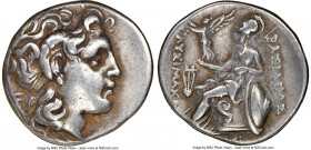 THRACIAN KINGDOM. Lysimachus (305-281 BC). AR drachm (18mm, 12h). NGC VF. Ephesus, ca. 294-287 BC. Diademed head of deified Alexander III right, weari...