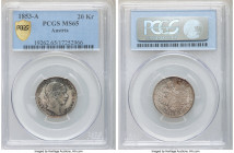 Franz Joseph I 20 Kreuzer 1853-A MS65 PCGS, Vienna mint, KM2211. Lovely old toning. 

HID09801242017

© 2020 Heritage Auctions | All Rights Reserv...