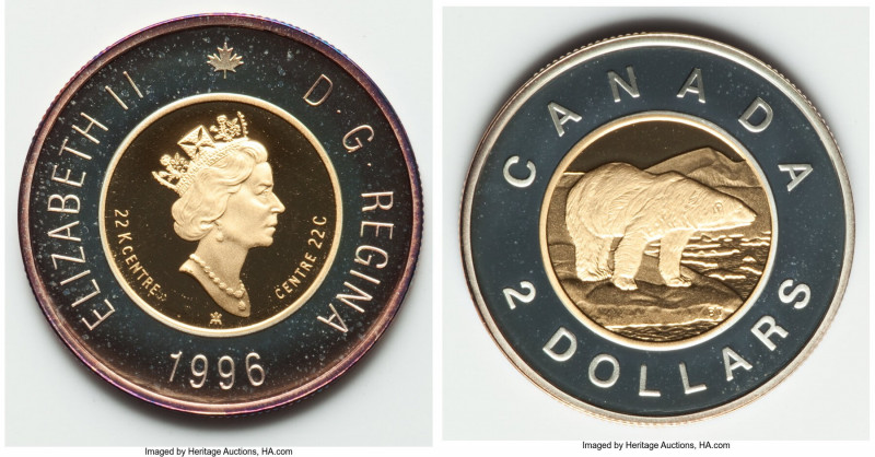 Elizabeth II bi-metallic silver & gold Proof 2 Dollars 1996, Royal Canadian mint...