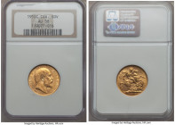 Edward VII gold Sovereign 1910-C AU58 NGC, Ottawa mint, KM14, S-3970. Mintage: 28,012. A distinguished example of this early Canadian Sovereign issue....