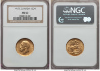 George V gold Sovereign 1919-C MS63 NGC, Ottawa mint, KM20. A lovely coin with abundant golden luster and quite clean fields. AGW 0.2355 oz. 

HID09...
