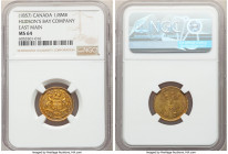 Hudson's Bay Company "East Main" 1/8 Made-Beaver Token ND (1857) MS64 NGC, Br-929, FT-4. Reeded edge. Medal alignment. Ex. Doug Robins Collection

H...