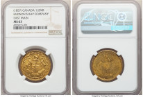 Hudson's Bay Company "East Main" 1/2 Made-Beaver Token ND (1857) MS63 NGC, Br-927, FT-2. Reeded edge. Medal alignment. Ex. Doug Robins Collection

H...