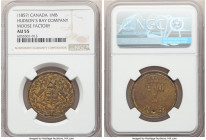 Hudson's Bay Company "Moose Factory" One Made-Beaver Token ND (1857) AU55 NGC, Br-926, FT-5. Reeded edge. Medal alignment. Moose Factory (punched) typ...