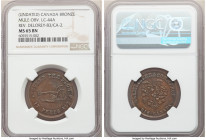 Lower Canada bronze Overstruck Mule "Bouquet Sou/Speed the Plow" Token ND (1900s) MS65 Brown NGC, LC-44A (obverse), DeLorey-83/CA-2 (reverse). Plain e...