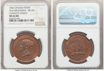 New Brunswick. Victoria "Bust / Ship" Penny Token 1854 MS64 Brown NGC, KM4, Br-911, NB-2B1. Plain edge. Medal alignment. Complete Ensign variety. Carb...