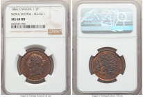 Nova Scotia. Victoria bronze "Mayflower" 1/2 Penny Token 1856 MS64 Red and Brown NGC, KM5, Br-876. NS-5A1. Plain edge. Medal alignment. Includes colle...