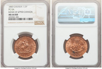 Province of Canada. Bank of Upper Canada "St. George" 1/2 Penny Token 1850 MS64 Red NGC, Royal mint, KM-Tn2, PC-5B1. Plain edge. Medal alignment. Subd...