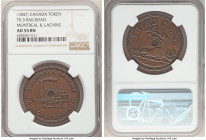 Province of Canada "Montreal & Lachine Railroad Company" Third Class Ticket (Token) ND (1847) AU55 Brown NGC, Br-530, TR-3. Plain edge. Coin alignment...