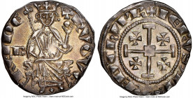 Cyprus. Hugh IV Gros ND (1324-1359) AU55 NGC, CCS-69. 4.62gm. King seated on curule chair facing / Jerusalem cross. 

HID09801242017

© 2020 Herit...