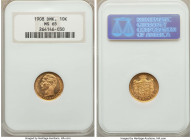 Frederick VIII gold 10 Kroner 1908 (h)-VBP MS65 NGC, Copenhagen mint, KM809. Two year type. AGW 0.1296 oz. 

HID09801242017

© 2020 Heritage Aucti...