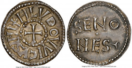 Carolingian. Louis the Pious (814-840) Denier ND (816-822/3) MS64 NGC, Sens mint, Class 2, Dep-922. 20mm. 1.49gm. +HLVDOVVICVS IMP, cross pattée / SEN...