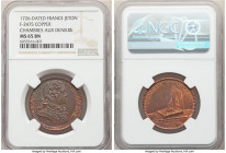 Louis XV copper "Chambres Aux Deniers" Jeton 1726-Dated MS65 Brown NGC, Feuardent-2475. Bust of Louis XV right / Compass in open box. Obverse mostly c...