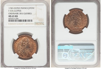 Louis XV copper "Ordinaire Des Guerres" Jeton 1745-Dated MS65 Red and Brown NGC, Feuardent-576. Bust Louis XV right / Tree with bees swarming. 

HID...