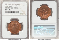 Louis XV copper "Extraordinaire Des Guerres" Jeton 1756-Dated MS65 Red and Brown NGC, Feuardent-855. Bust Louis XV right / Pegasus flying right. 

H...