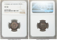 Philip V Real 1733 Mo-MF VF30 NGC, Mexico City mint, KM75.1. Argent and cranberry center with plum peripheral tone. 

HID09801242017

© 2020 Herit...
