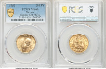 Estados Unidos gold 10 Pesos 1953 MS66 PCGS, KM-M91a. Issued for the 200th Anniversary of the birth of Hidalgo. AGW 0.2411 oz. 

HID09801242017

©...
