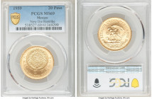 Estados Unidos gold Restrike 20 Pesos 1959 MS69 PCGS, Mexico City mint, KM478. New die Restrike issue. AGW 0.4823 oz. 

HID09801242017

© 2020 Her...