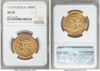 João V gold 4000 Reis 1719-(L) AU58 NGC, Lisbon mint, KM184, Fr-94. Reverse die break. AGW 0.3172 oz. 

HID09801242017

© 2020 Heritage Auctions |...
