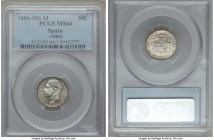 Alfonso XII 50 Centimos 1880(80) M-MS MS64 PCGS, Madrid mint, KM685. Semi-Prooflike with light tan toning. 

HID09801242017

© 2020 Heritage Aucti...
