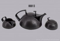 Konv. Rosenthal Porzellan, TAC-Serie, dabei schwarze Teekanne mit Zuckerdose und Milchkanne, sehr guter bis neuwertiger Zustand, leicht verschmutzt