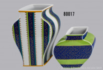 Konv. 2 Rosenthal Porzellan Vasen, Künstler Tadao Amano, Design "Kusumam", versch. Motive, H 18 und 28,5 cm, sehr guter bis neuwertiger Zustand, versc...