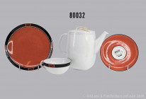 Konv. Rosenthal Porzellan, dabei Teegedeck Nr. 2, studio line "Tea Collectors Essential Motif Nr. 2, Brigitte Doege, mit Tasse, Untertasse und Dessert...