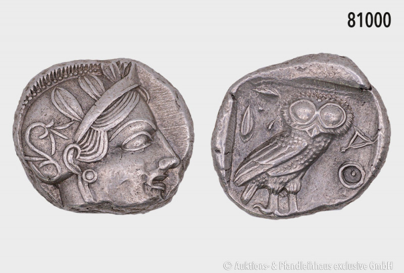 Athen, Attika, Tetradrachme, ca. 454-404 v. Chr., Vs. Kopf der Athena mit Helm n...