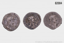 Römische Kaiserzeit, Hadrian (117-138), Konv. 3 Denare, schön bis sehr schön, bitte besichtigen, alle erworben bei Hanseatische Münzenhandlung Bremen....