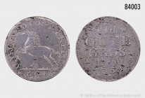 Braunschweig-Wolfenbüttel, VIII Gute Groschen 1758 ACB, 7,53 g, 28 mm, Schön 307, selten, Schrötlingsfehler, sehr schön.