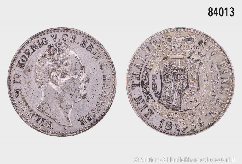 Hannover, Wilhelm IV. (1830-1837), Taler 1836 (großer Kopf), 22,05 g, 34 mm, AKS...