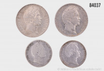 Bayern, Ludwig I. (1825-1848), Konv. 1 Gulden 1844 und 1846, 1/2 Gulden 1838 und 1847, sehr schön.