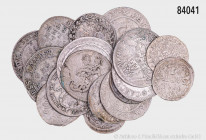 Altdeutschland, Konv. 20 Kleinmünzen verschiedener deutscher Staaten, dabei Hessen-Kassel 1/6 Taler 1768 F.U., 1/8 Taler 1767 F.U., 1/12 Taler 1766 F....
