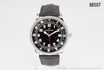 Eterna Les Historiques Air Force I, Referenz 8405,41, Edelstahl mit original Lederband und original Dornschließe, schwarzes Blatt mit Leuchtzahlen und...