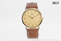 Omega De Ville HAU, Quartz, vergoldetes Edelstahlgehäuse, D 33 mm, sehr guter Zustand, neues Kaufmann-Lederband