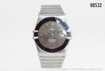 Omega Constellation Chronometer unisex, Quartz, Edelstahl mit Edelstahlband, Saphirglas, D 33 x 36 mm, schwarzes Blatt und Lünette, Datum bei 3 Uhr, s...