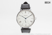 Nomos "Ludwig" HAU, Edelstahl mit Saphirglas und Saphirglasboden, Werk vergoldet, Handaufzug, original Lederband mit Dornschließe, D 35 mm, sehr guter...
