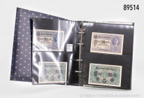Album mit 87 deutschen Banknoten aus 1914-1923 und 43 Banknoten Ausland, dazu ein Banknotenbrief Italien mit 1000 Lire, meist guter Zustand, viele Sch...