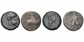 SICILE, SYRACUSE, AE hémidrachme, 367-344 av. J.-C. D/ T. l. de Zeus à d. R/ Foudre. A d., aigle à d. SNG ANS 484. 15,68g Vendu avec royaume kushan, V...