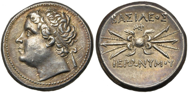 SICILE, SYRACUSE, Hiéronymos (216-215), AR 10 litres. D/ T. diad. à g. R/ ΒΑΣΙΛΕ...