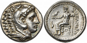 ROYAUME DE MACEDOINE, Alexandre III le Grand (336-323), AR tétradrachme, 320-317 av. J.-C., Macédoine (Amphipolis). D/ T. d''Héraclès à d., coiffé de ...