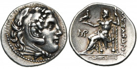ROYAUME DE MACEDOINE, Alexandre III le Grand (336-323), AR drachme, 282-225 av. J.-C., Magnésie du Méandre. D/ T. d''Héraclès à d., coiffé de la dépou...