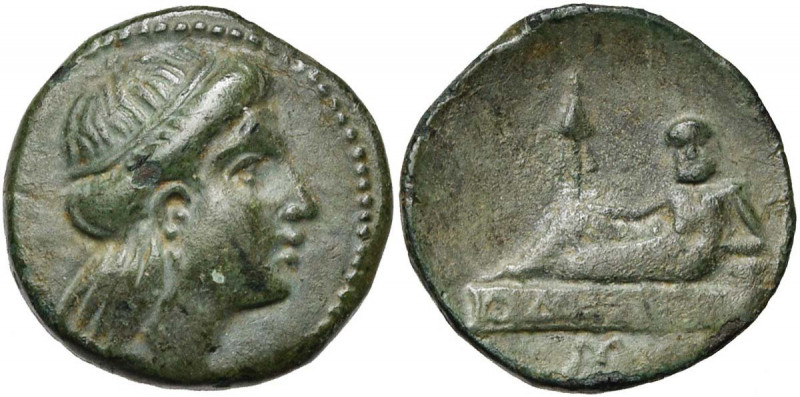 THRACE, ODESSOS, AE bronze, 3e s. av. J.-C. D/ T. fém. l. à d. R/ Un dieu-fleuve...