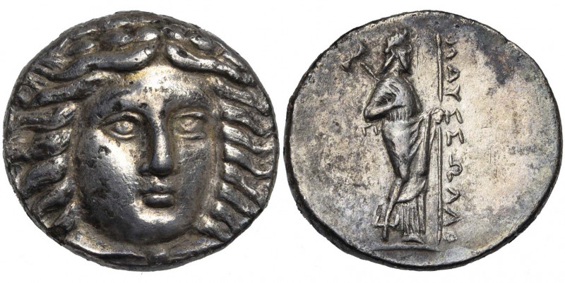 SATRAPES DE CARIE, Mausollos (377-353), AR tétradrachme. D/ T. l. d''Apollon de ...