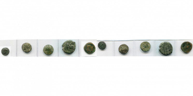 SICILE, lot de 5 p. en bronze: Kephaloidion, vers 350 av. J.-C., R/ Pégase à d.;...