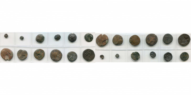 LITTORAL DE LA MER NOIRE, OLBIA, lot de 12 bronzes: 4e-3e s. av. J.-C., T. fém./...
