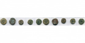 ESPAGNE, lot de 5 p.: Icalcuscen, as, T. à d. et dauphin/Cavalier à g.; Ilipense, as, Poisson à g./Epi; Irippo, as, T. à d./Femme assise à g.; Laelia,...